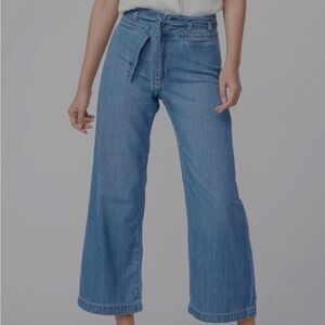 Paige Anessa Cropped Wide Leg Non Stretch Belted Jeans Size 30